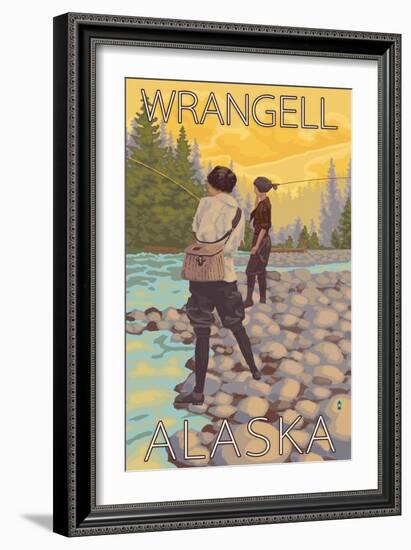 Women Fly Fishing, Wrangell, Alaska-Lantern Press-Framed Art Print