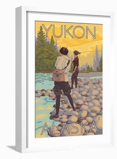 Women Fly Fishing, Yukon, Alaska-Lantern Press-Framed Art Print