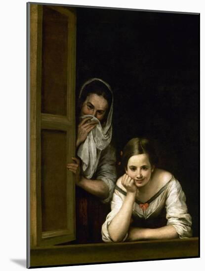 Women from Galicia at the Window, 1655-1660-Bartolome Esteban Murillo-Mounted Premium Giclee Print