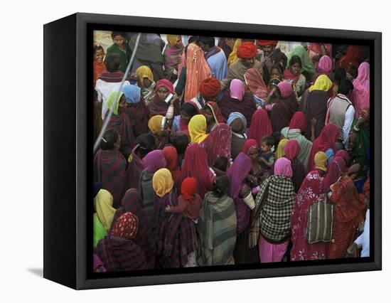 Women from Villages Crowd the Street at the Camel Fair, Pushkar, Rajasthan State, India-Jeremy Bright-Framed Premier Image Canvas