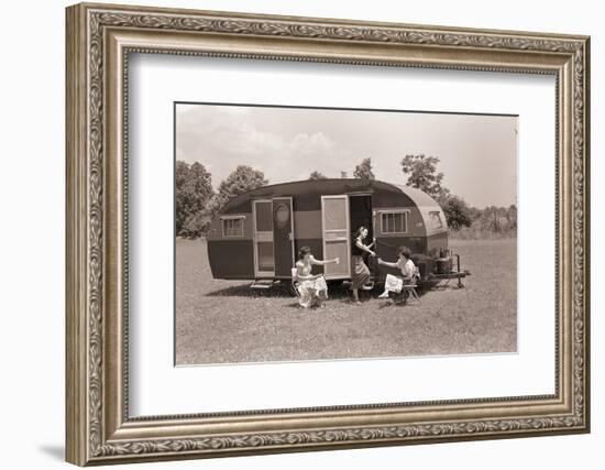 Women Gather outside Trailer Home-Philip Gendreau-Framed Photographic Print