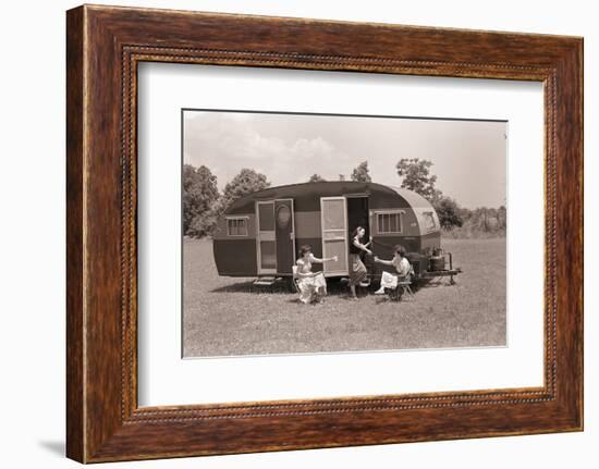 Women Gather outside Trailer Home-Philip Gendreau-Framed Photographic Print