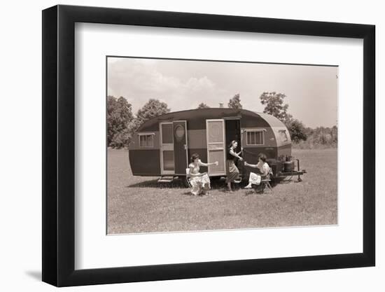 Women Gather outside Trailer Home-Philip Gendreau-Framed Photographic Print