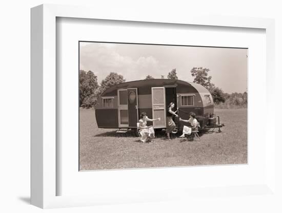 Women Gather outside Trailer Home-Philip Gendreau-Framed Photographic Print