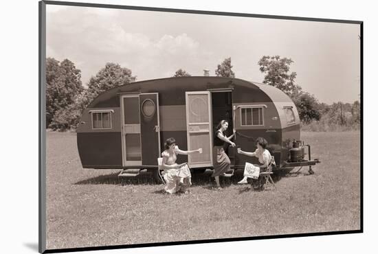 Women Gather outside Trailer Home-Philip Gendreau-Mounted Photographic Print