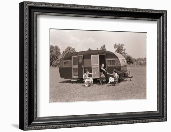 Women Gather outside Trailer Home-Philip Gendreau-Framed Photographic Print