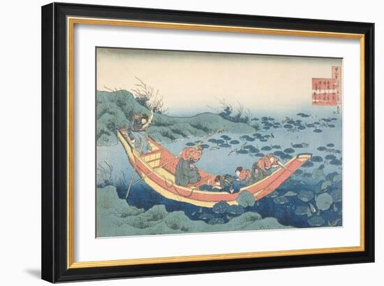 Women Gathering Waterlilies' ('Bunya No Asayasu')-Katsushika Hokusai-Framed Giclee Print