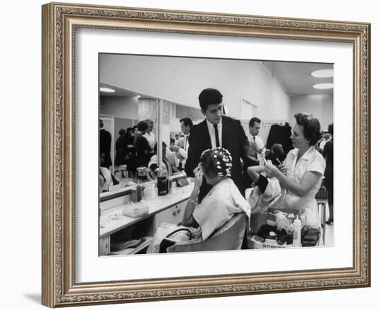 Women Getting Hair Styled in Beauty Salon at Saks Fifth Ave. Department Store-Alfred Eisenstaedt-Framed Photographic Print