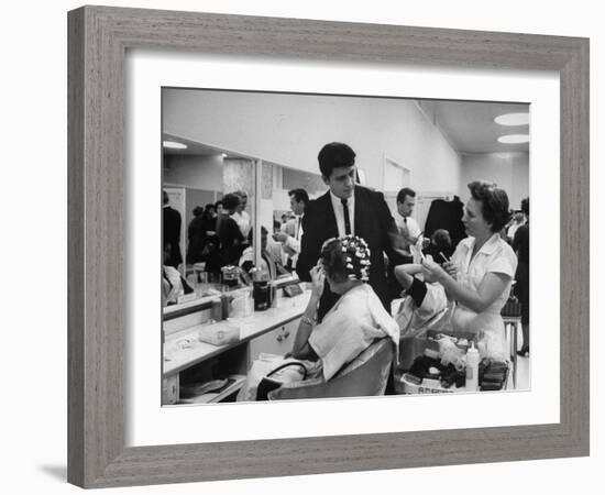 Women Getting Hair Styled in Beauty Salon at Saks Fifth Ave. Department Store-Alfred Eisenstaedt-Framed Photographic Print