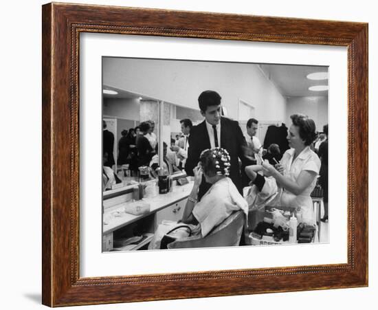 Women Getting Hair Styled in Beauty Salon at Saks Fifth Ave. Department Store-Alfred Eisenstaedt-Framed Photographic Print