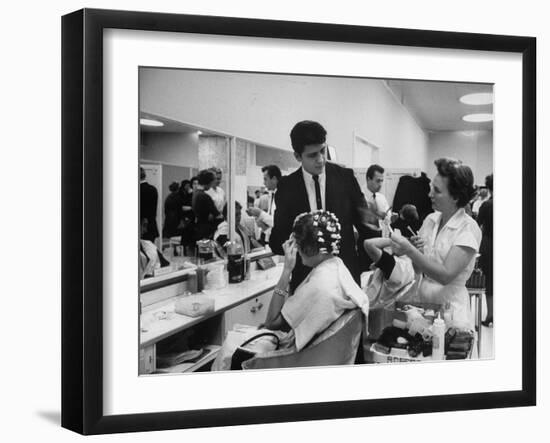 Women Getting Hair Styled in Beauty Salon at Saks Fifth Ave. Department Store-Alfred Eisenstaedt-Framed Photographic Print