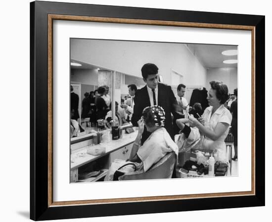 Women Getting Hair Styled in Beauty Salon at Saks Fifth Ave. Department Store-Alfred Eisenstaedt-Framed Photographic Print