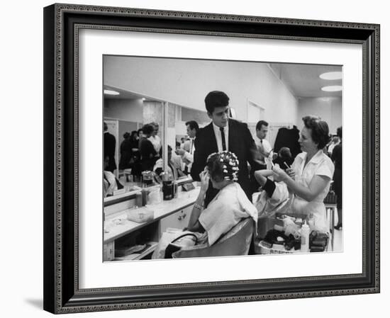 Women Getting Hair Styled in Beauty Salon at Saks Fifth Ave. Department Store-Alfred Eisenstaedt-Framed Photographic Print