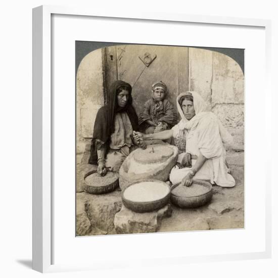 Women Grinding at the Mill, Palestine, 1900-Underwood & Underwood-Framed Giclee Print