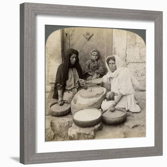 Women Grinding at the Mill, Palestine, 1900-Underwood & Underwood-Framed Giclee Print