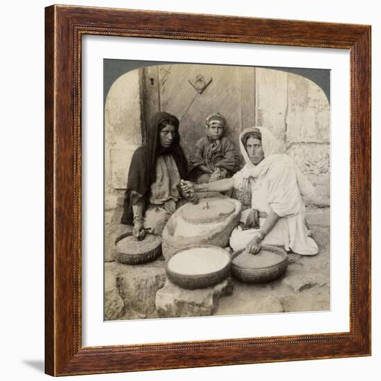 Women Grinding at the Mill, Palestine, 1900-Underwood & Underwood-Framed Giclee Print