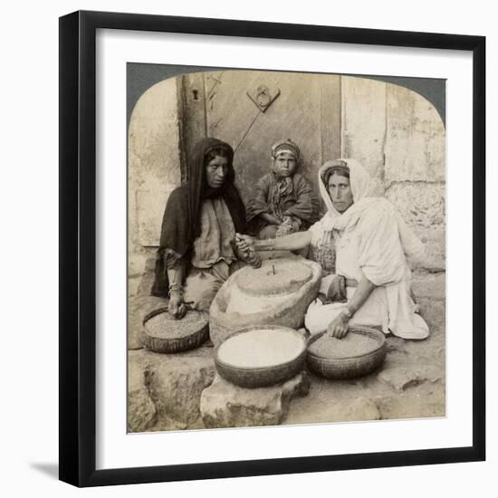 Women Grinding at the Mill, Palestine, 1900-Underwood & Underwood-Framed Giclee Print