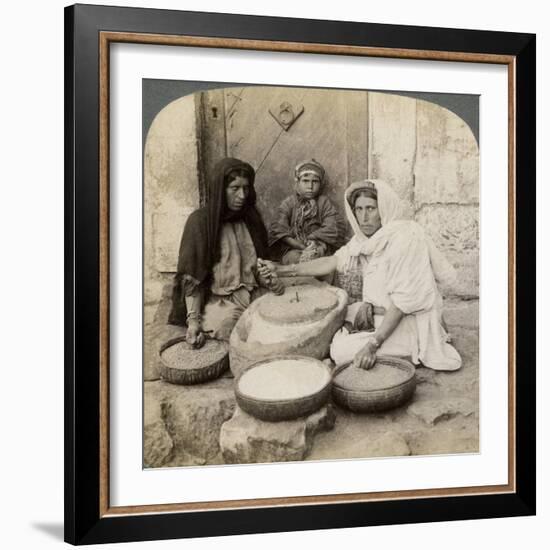 Women Grinding at the Mill, Palestine, 1900-Underwood & Underwood-Framed Giclee Print