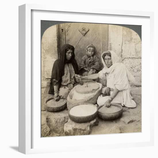 Women Grinding at the Mill, Palestine, 1900-Underwood & Underwood-Framed Giclee Print