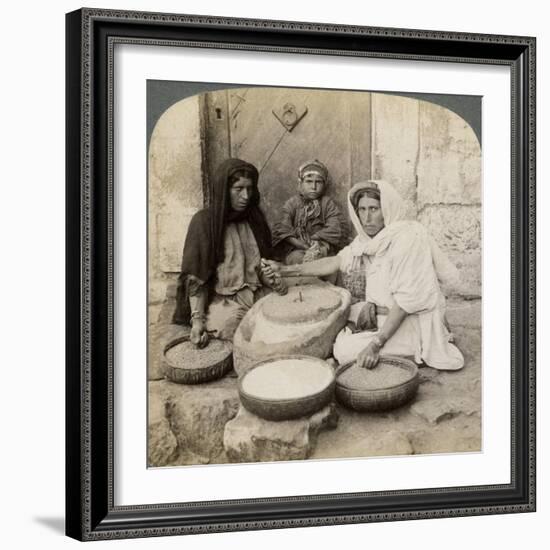 Women Grinding at the Mill, Palestine, 1900-Underwood & Underwood-Framed Giclee Print