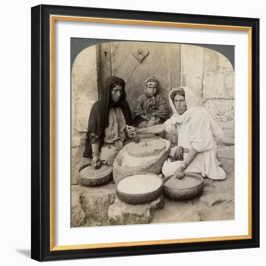 Women Grinding at the Mill, Palestine, 1900-Underwood & Underwood-Framed Giclee Print