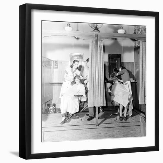 Women Hair Stylist in Training at Beauty School Circa 1940-Nina Leen-Framed Photographic Print