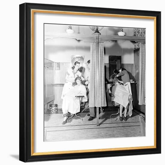 Women Hair Stylist in Training at Beauty School Circa 1940-Nina Leen-Framed Photographic Print