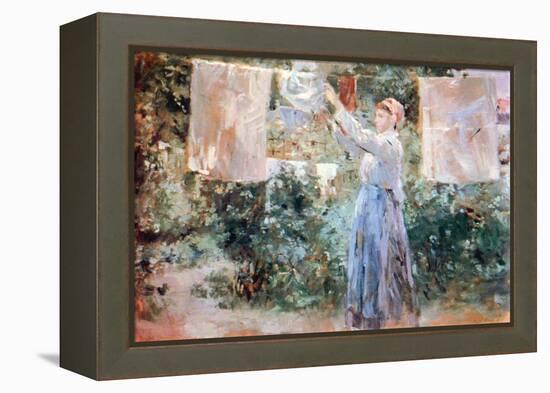 Women Hang Out Laundry to Dry-Berthe Morisot-Framed Stretched Canvas