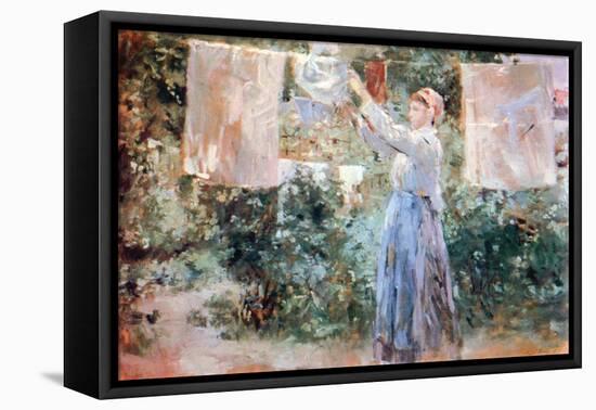 Women Hang Out Laundry to Dry-Berthe Morisot-Framed Stretched Canvas