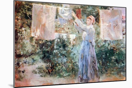 Women Hang Out Laundry to Dry-Berthe Morisot-Mounted Art Print