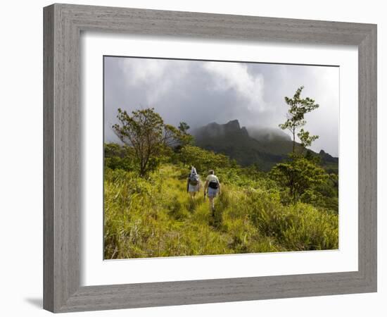 Women Hiking on Trail. Mt. Pelee, Martinique, French Antilles-Scott T. Smith-Framed Photographic Print