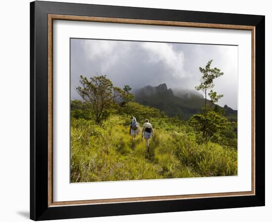 Women Hiking on Trail. Mt. Pelee, Martinique, French Antilles-Scott T. Smith-Framed Photographic Print