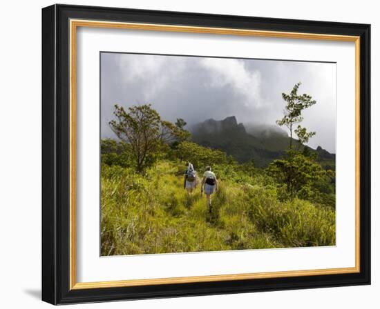 Women Hiking on Trail. Mt. Pelee, Martinique, French Antilles-Scott T. Smith-Framed Photographic Print