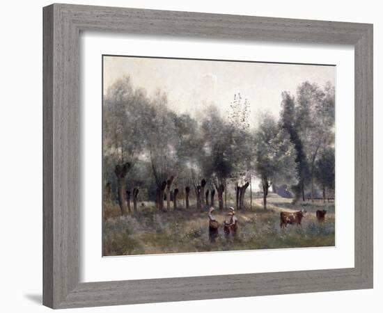 Women in a Field of Willows, 1860-65-Jean-Baptiste-Camille Corot-Framed Giclee Print