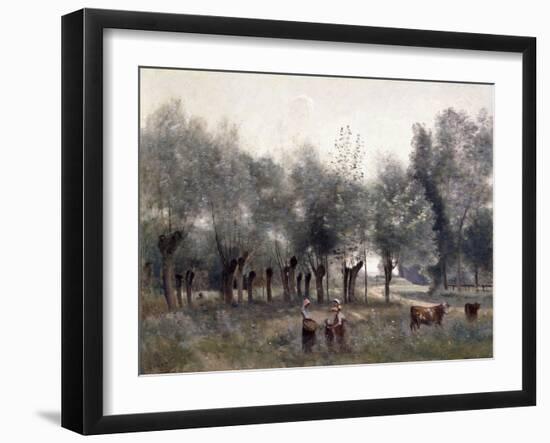 Women in a Field of Willows, 1860-65-Jean-Baptiste-Camille Corot-Framed Giclee Print