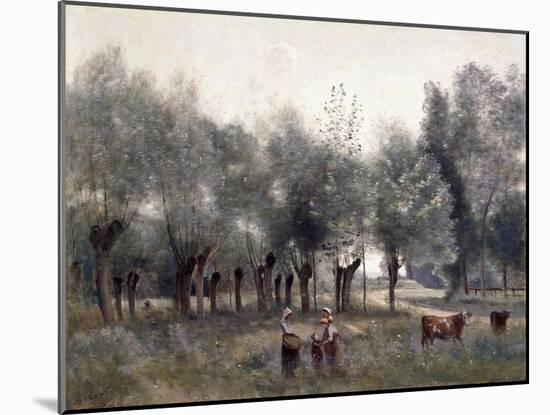 Women in a Field of Willows, 1860-65-Jean-Baptiste-Camille Corot-Mounted Giclee Print