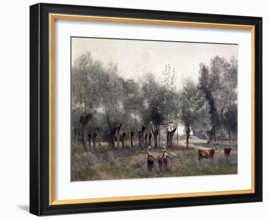 Women in a Field of Willows, 1860-65-Jean-Baptiste-Camille Corot-Framed Giclee Print