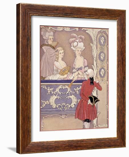 Women in a Theater Box, Illustration from Les Liaisons Dangereuses by Pierre Choderlos de Laclos-Georges Barbier-Framed Giclee Print