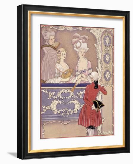 Women in a Theater Box, Illustration from Les Liaisons Dangereuses by Pierre Choderlos de Laclos-Georges Barbier-Framed Giclee Print