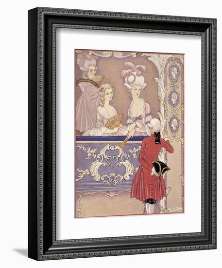 Women in a Theater Box, Illustration from Les Liaisons Dangereuses by Pierre Choderlos de Laclos-Georges Barbier-Framed Giclee Print