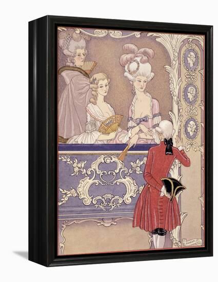 Women in a Theater Box, Illustration from Les Liaisons Dangereuses by Pierre Choderlos de Laclos-Georges Barbier-Framed Premier Image Canvas