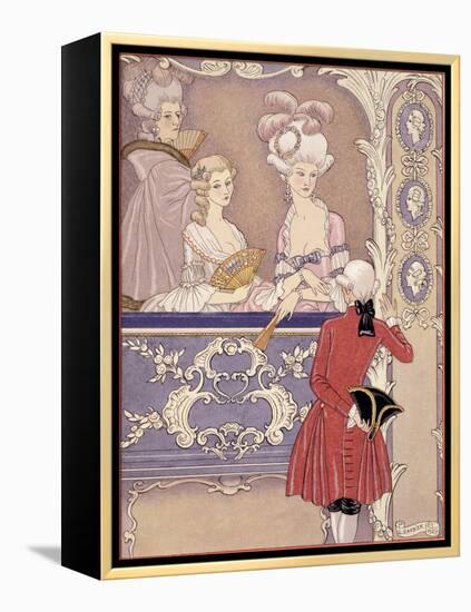 Women in a Theater Box, Illustration from Les Liaisons Dangereuses by Pierre Choderlos de Laclos-Georges Barbier-Framed Premier Image Canvas