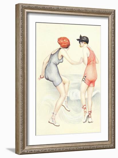 Women in Bathing Costumes Playing Tag-null-Framed Art Print