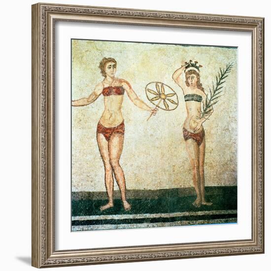 Women in Bikinis, from the Room of the Ten Dancing Girls-Roman-Framed Giclee Print