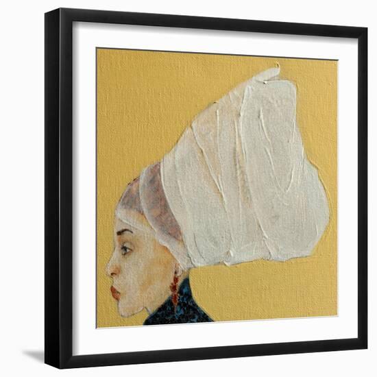 Women in Blue Dress with Flemish Headdress, 2016 (Detail)-Susan Adams-Framed Giclee Print