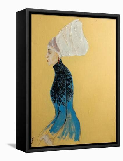 Women in Blue Dress with Flemish Headdress, 2016-Susan Adams-Framed Premier Image Canvas