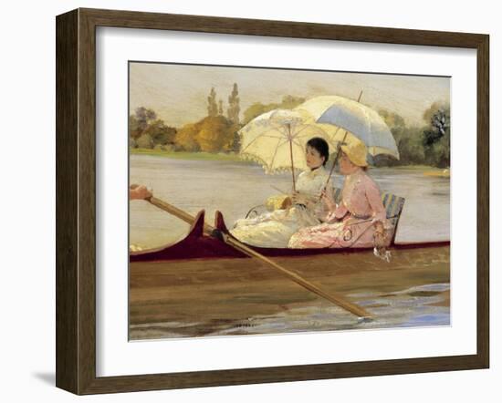 Women in Boats on the Thames, 1878-Giuseppe De Nittis-Framed Giclee Print