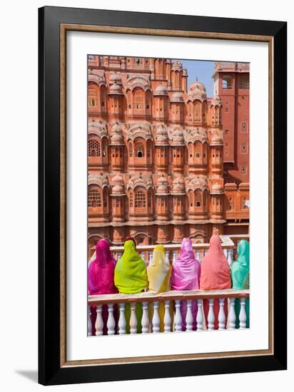 Women in Bright Saris in Front of the Hawa Mahal (Palace of the Winds)-Gavin Hellier-Framed Photographic Print