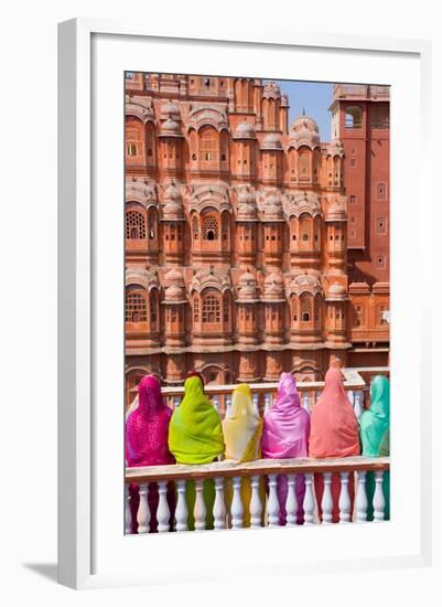 Women in Bright Saris in Front of the Hawa Mahal (Palace of the Winds)-Gavin Hellier-Framed Photographic Print