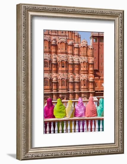 Women in Bright Saris in Front of the Hawa Mahal (Palace of the Winds)-Gavin Hellier-Framed Photographic Print